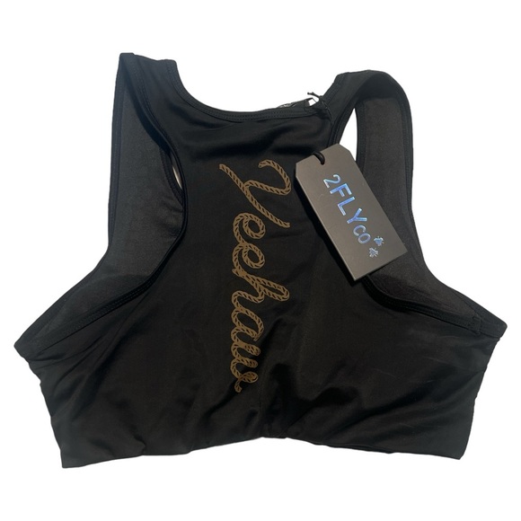 Two Fly CABO COWBOY YEEHAW TOP Studded Swim Top | NEW/NWT!! 🖤🕶️☀️🤠 - Picture 3 of 15